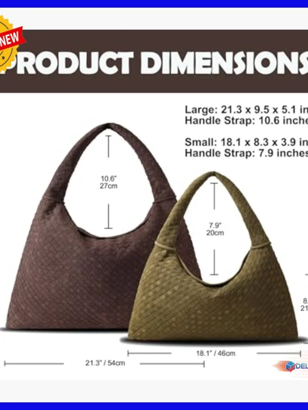 Large Vegan Leather Woven Tote Hobo Shoulder Bag Handcrafted - Picture 4 of 7